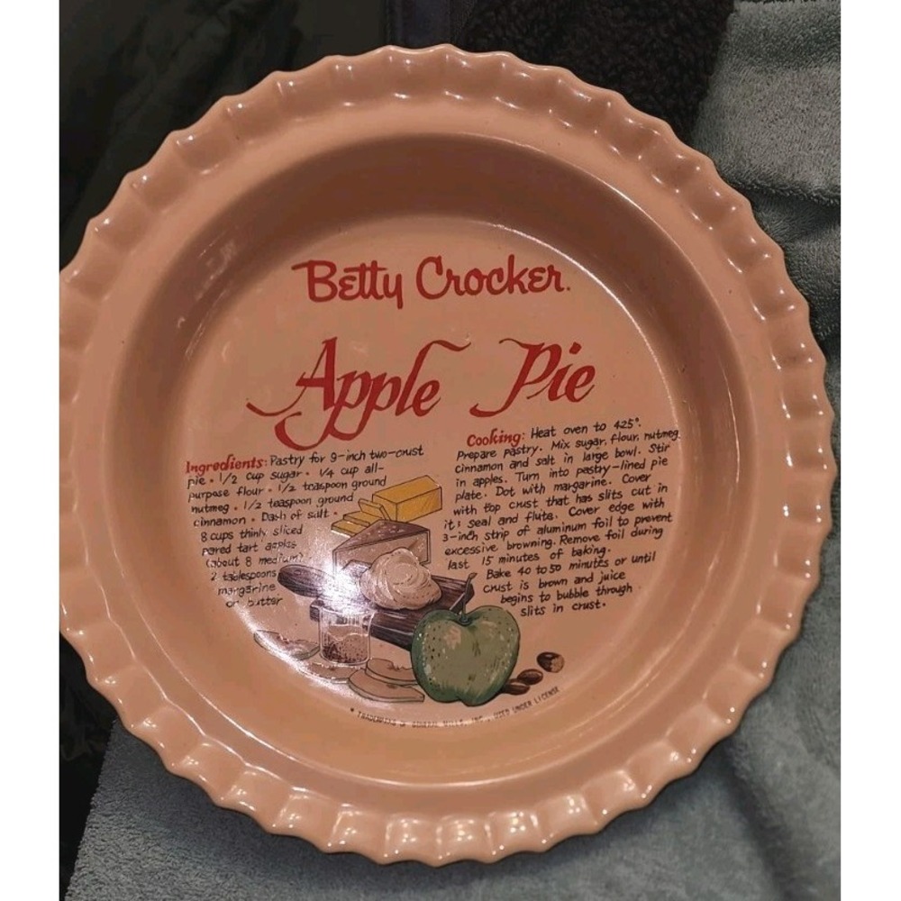 Betty Crocker Apple Pie Plate Vtg Recipe On Plate Grannycore Cottagecore  Dish
